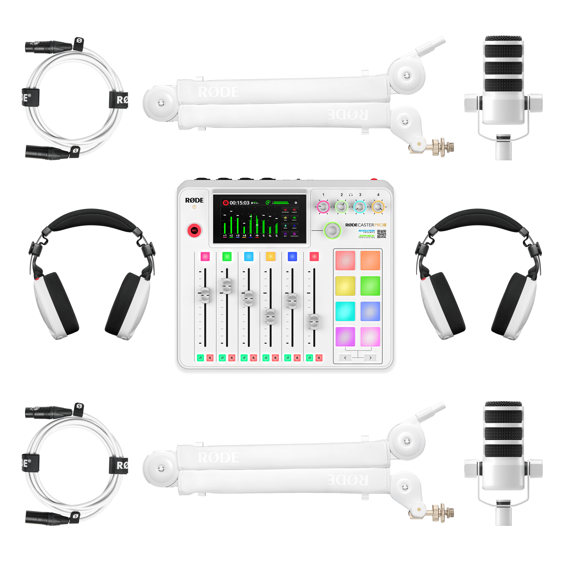 Dual Podcast Kit (RODECaster Pro II, Valkoinen) (Saatavilla noin - Available aprox.  10.6)